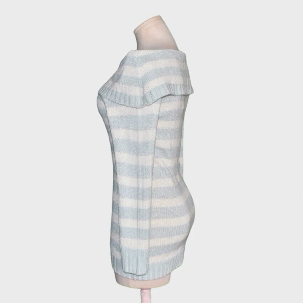 NWT BONGO Metallic Lurex Striped Off Shoulder‎ Tunic Sweater - Picture 4 of 5